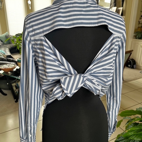The Des Open-back Striped Shirt In Blue Lagoon Size 3 Large - Picture 4 of 10